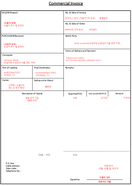 상업송장(Invoice)